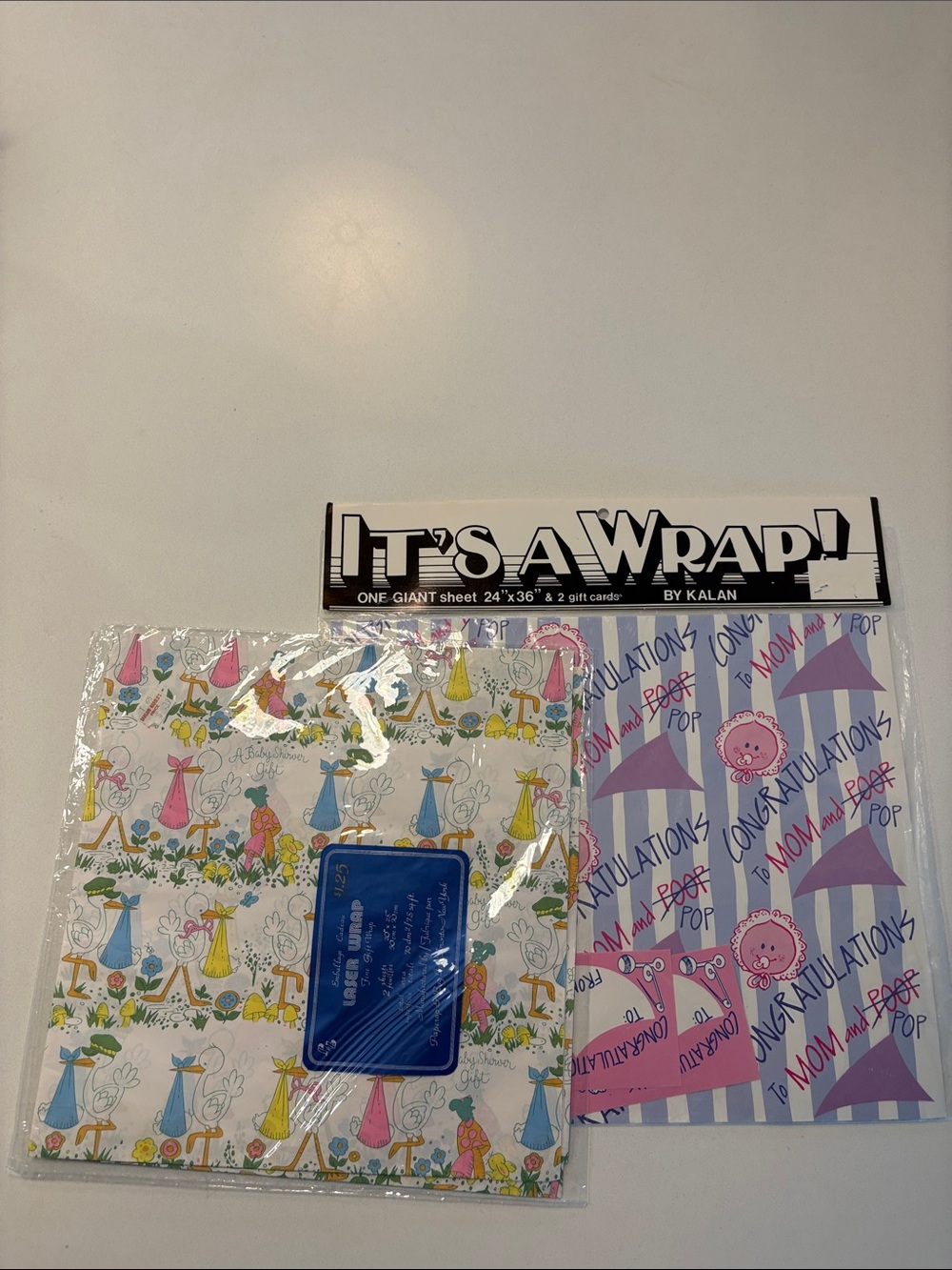 2 Packs of New Old Stock Vintage Baby Shower Gift Wrap